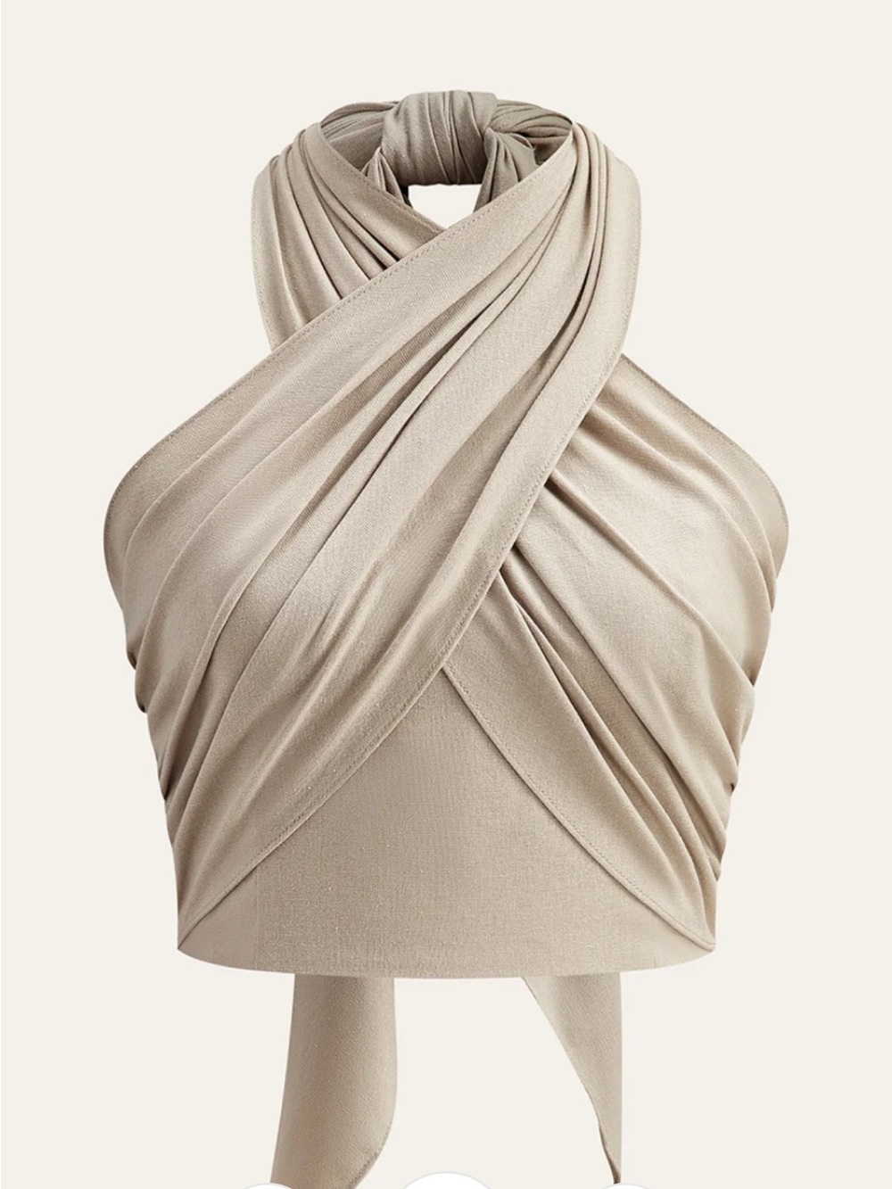 Commense Beige Wrap Halter Top - Women's XS